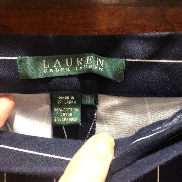 Lauren by Ralph Lauren Navy Striped Cropped Pants Sz 10 - Picture 4 of 5